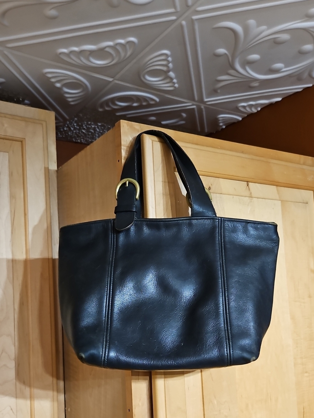 Vintage 90s Coach Waverly Black Leather Tote Bag Made In USA Y2K